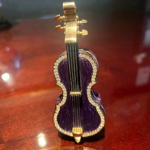 Classic Cello Jewelry Box | Cello Trinket Box Musical Jewelry Box Purple / Gold